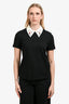 Maje Black/White Crystal Embellished Collar T-Shirt Size 3