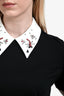 Maje Black/White Crystal Embellished Collar T-Shirt Size 3