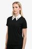 Maje Black/White Crystal Embellished Collar T-Shirt Size 3