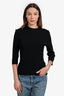 Maje Black Ribbed Knit Back Detail 3/4 Sleeve Top Size 3