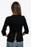 Maje Black Ribbed Knit Back Detail 3/4 Sleeve Top Size 3
