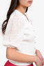 Maje White Ribbed Knit Puff Lace Cardigan Size 3