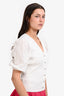 Maje White Ribbed Knit Puff Lace Cardigan Size 3