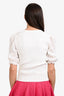 Maje White Ribbed Knit Puff Lace Cardigan Size 3