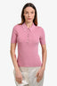 Maje Pink Metallic Ribbed Knit Polo Shirt Size 3