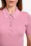 Maje Pink Metallic Ribbed Knit Polo Shirt Size 3