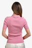 Maje Pink Metallic Ribbed Knit Polo Shirt Size 3