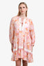 Maje Orange/Pink Floral Printed Dress With Slip Dress Size 40