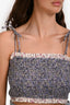 Maje Navy/White Floral Printed Sleeveless Cropped Top Size 3