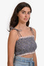 Maje Navy/White Floral Printed Sleeveless Cropped Top Size 3