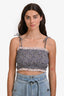 Maje Navy/White Floral Printed Sleeveless Cropped Top Size 3