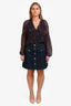 Maje Navy Denim Button Detail Skort Size 42