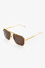 Bottega Veneta Gold Tone Rectangular Aviator Sunglasses