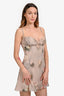 House of CB Brown/Pink Floral Sleeveless Mini Dress Size S