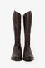 Gucci Brown Leather GG Monogram Riding Boots Size 37.5