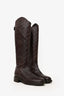Gucci Brown Leather GG Monogram Riding Boots Size 37.5