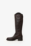Gucci Brown Leather GG Monogram Riding Boots Size 37.5