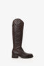 Gucci Brown Leather GG Monogram Riding Boots Size 37.5