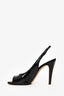 Pre-Loved Chanel™ Black Patent Leather Open Toe Slingback Sandals Size 38