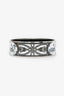 Hermès Silver/White Enamel Palladium Plated Grand Apparat Printed Wide Bangle Bracelet