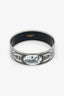 Hermès Silver/White Enamel Palladium Plated Grand Apparat Printed Wide Bangle Bracelet