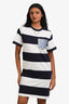 Louis Vuitton Navy/White Striped Monogram Pocket T-Shirt Dress Size S