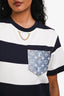 Louis Vuitton Navy/White Striped Monogram Pocket T-Shirt Dress Size S