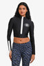 Gucci Black/White Logo Zip-Up Crop Top Size XS