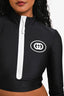 Gucci Black/White Logo Zip-Up Crop Top Size XS