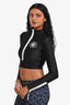 Gucci Black/White Logo Zip-Up Crop Top Size XS