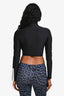 Gucci Black/White Logo Zip-Up Crop Top Size XS
