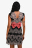 Sandro Cream/Black/Red Lace Sleeveless Mini Dress Size 1