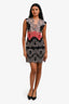 Sandro Cream/Black/Red Lace Sleeveless Mini Dress Size 1
