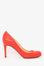 Christian Louboutin Orange Leather Round Toe Pumps Size 36.5 (As Is)