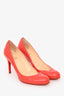 Christian Louboutin Orange Leather Round Toe Pumps Size 36.5 (As Is)
