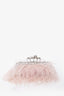 Alexander McQueen Pink Feather Crystal Embellish Knuckle Clutch