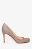 Christian Louboutin Silver/Pink Glitter Round Pumps Size 36.5