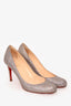 Christian Louboutin Silver/Pink Glitter Round Pumps Size 36.5