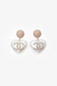 Pre-Loved Chanel™ 21B Heart Pearl Crystal CC Logo Dangle Earrings