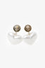Pre-Loved Chanel™ 21B Heart Pearl Crystal CC Logo Dangle Earrings