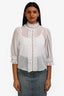 Alice + Olivia White Embellished Ruffle Sheer Top Size XS