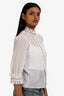 Alice + Olivia White Embellished Ruffle Sheer Top Size XS