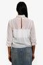 Alice + Olivia White Embellished Ruffle Sheer Top Size XS