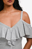 Veronica Beard White/Grey Striped Ruffle Off The Shoulder Button Down Top Size 0