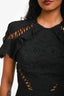 Zimmerman Black Cotton Crochet Short Sleeve Mini Dress Size 0