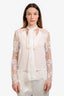 Faith Connexion White Silk Lace Detail Long Sleeve Scarf Detail Blouse Size XS