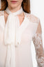 Faith Connexion White Silk Lace Detail Long Sleeve Scarf Detail Blouse Size XS