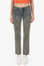 Pre-Loved Chanel™ 2011 Grey/Yellow Distressed Dot Straight Leg Jeans Size 34