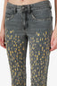 Pre-Loved Chanel™ 2011 Grey/Yellow Distressed Dot Straight Leg Jeans Size 34