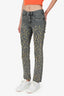 Pre-Loved Chanel™ 2011 Grey/Yellow Distressed Dot Straight Leg Jeans Size 34